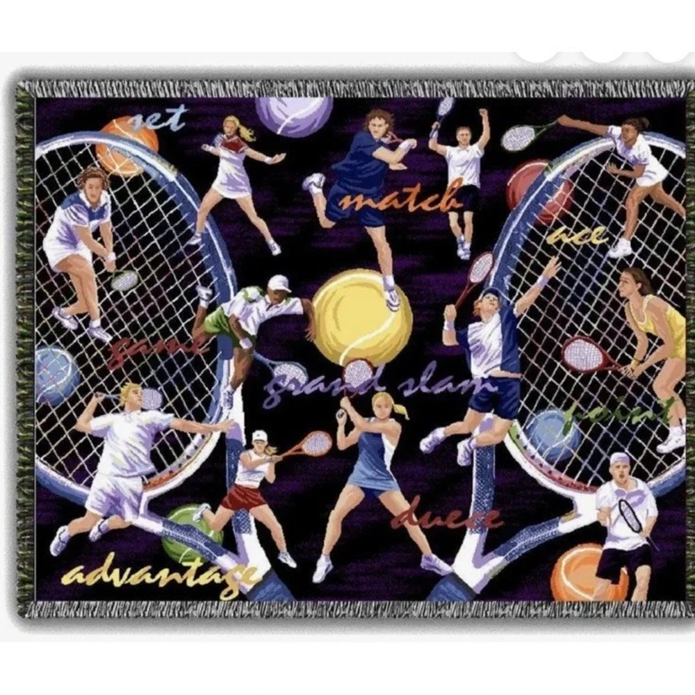 Tapestry Tennis Throw Ultimate Sports Woven Blankets Made In USA 70‎ X 52